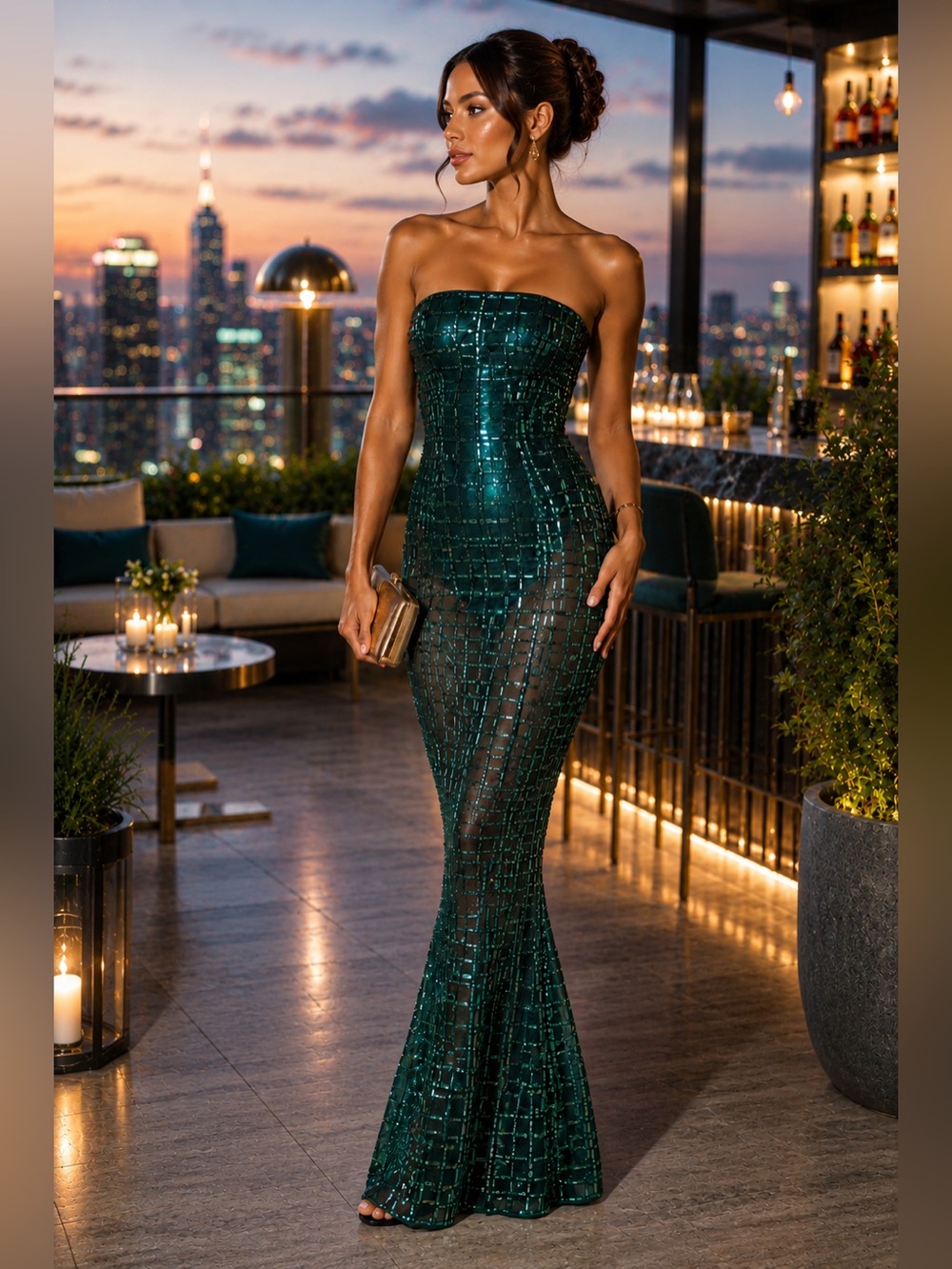 Oh Polly!, STATEMENT Gown,Marleni HEAVILY Rich Gem-Embellished, Dress,Size XS/2